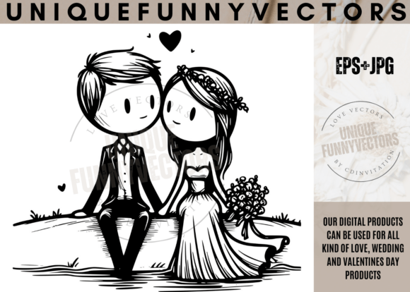 Charming Wedding Couple Svg and Stick Vectors 368 for Designs