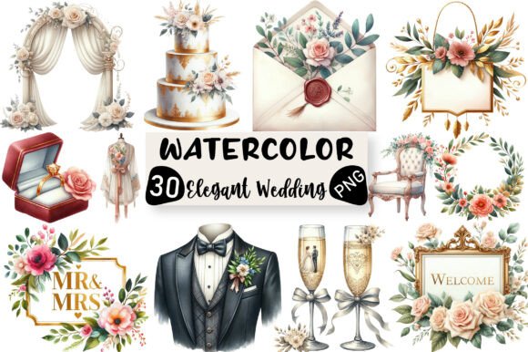 Elegant Wedding Sublimation Clipart: A Designer's Toolkit for Timeless Projects