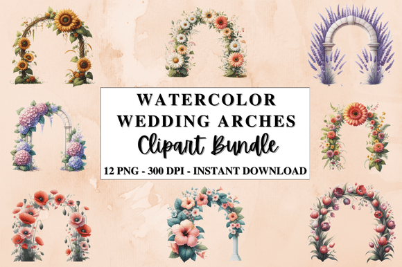 Elevate Your Designs with Watercolor Wedding Arches Clipart