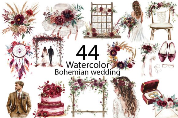 Embrace the Ethereal: Using Bohemian Wedding Watercolor Clipart