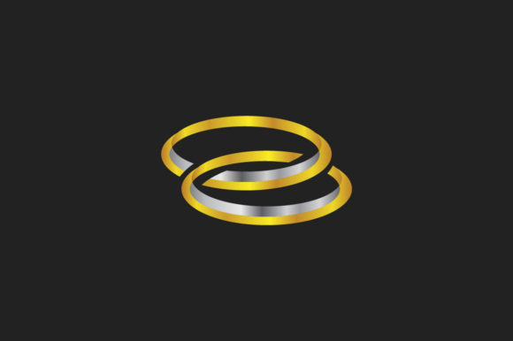 Gold and Silver Wedding Ring Couple Vect: 3D Icon Elegance