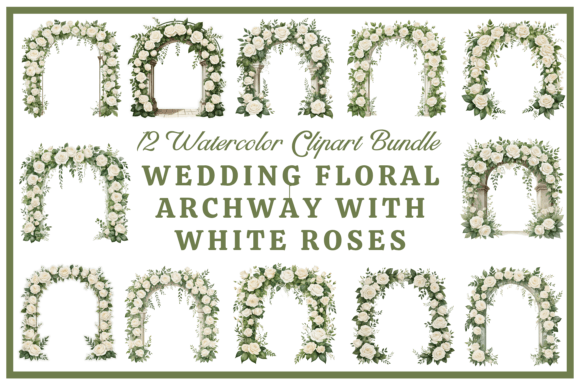 Graceful White Rose Arch Cliparts for Timeless Designs