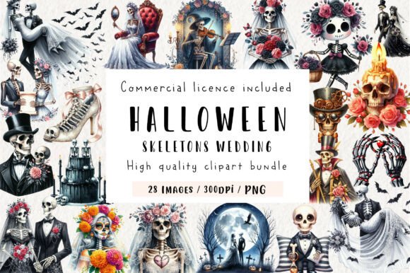 Halloween Skeletons Wedding Clipart: Beyond the Ordinary Spooky Design