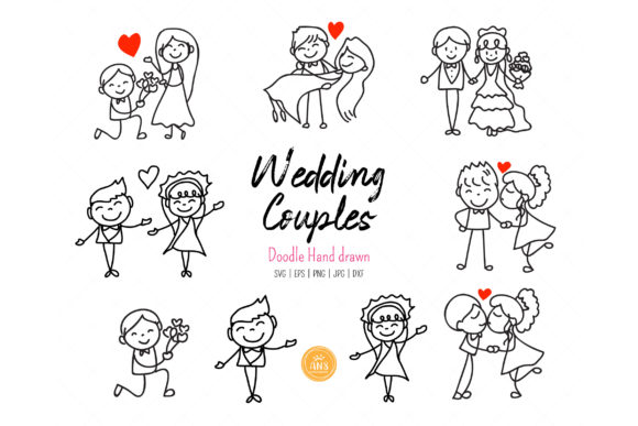 Hand Drawn Doodle Wedding Couple SVG: A Playful Asset for Modern Designers