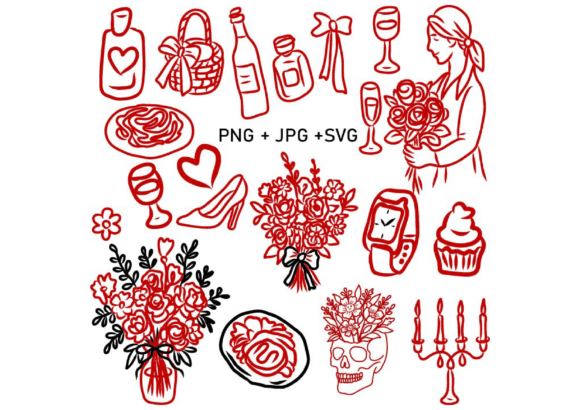 Hand Drawn Wedding Floral SVG Clipart