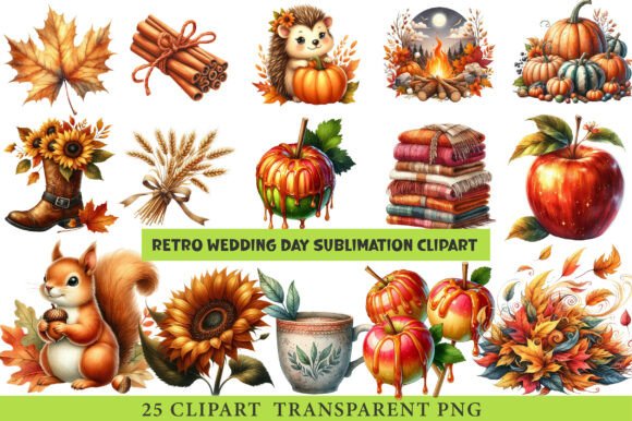 Retro Wedding Day Sublimation Clipart for Timeless Designs