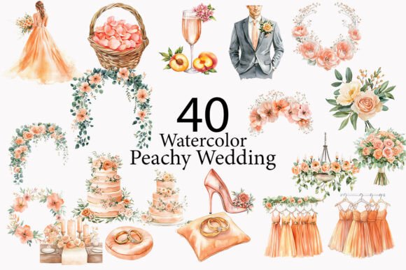Soft Blossoms: Designing with Peachy Wedding Watercolor Clipart