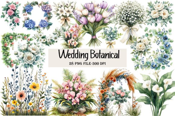 Wedding Botanical Clipart: 28 Designs for Your Creative Projects