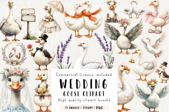 Wedding Goose Clipart: Adding Whimsy to Your Designs